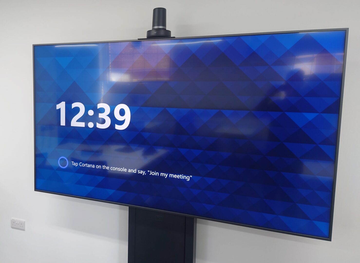 Meeting Room screen with a camera on top.