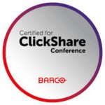 Barco-Clickshare-Certified-Nureva Round Barco Clickshare certified logo.