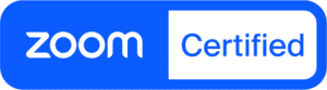 Zoom -Certified-Nureva Zoom certified logo in blue and white